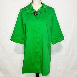 Luii Bright Green Big Button Jacket Peacoat Cotton Stretch Size M